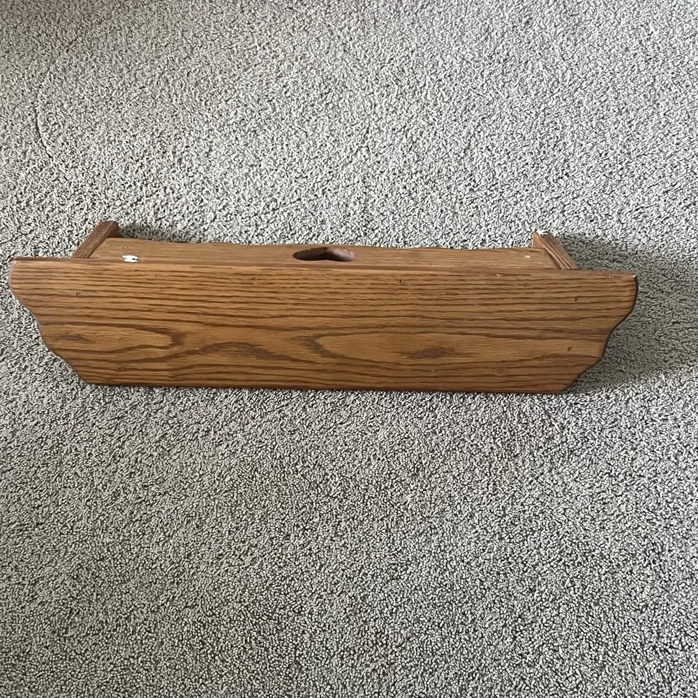Vintage Wood Wall Shelf Heart Cutout Scalloped Country Farmhouse Decor 24in